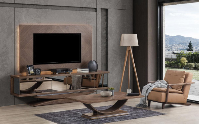 Living room wall wooden modern style shelf living room furniture cabinet RTV with TV frame