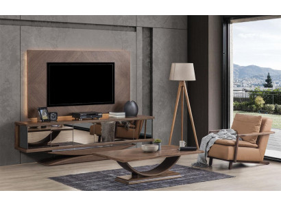 Living room wall wooden modern style shelf living room furniture cabinet RTV with TV frame