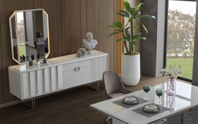 Group sideboard mirror cabinet cupboards wood furniture white living room