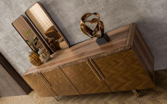 Sideboard with 2x mirror buffet luxury set wooden dresser modern