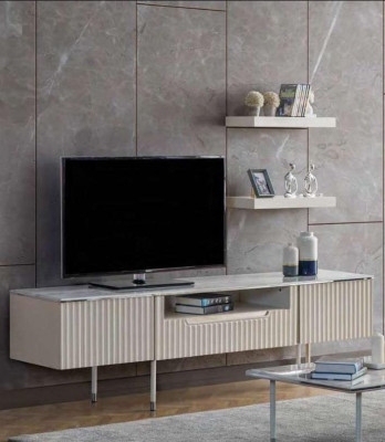 Rtv with 2x shelves lowboard sideboard table living room modern wood design