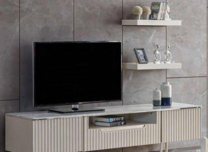 Rtv with 2x shelves lowboard sideboard table living room modern wood design