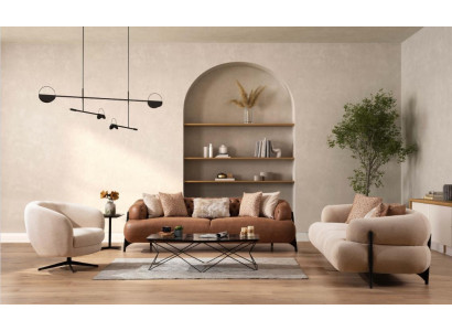 Sofa set 3+3+1 seater textile wood sofa 3 seater modern armchair new complete set