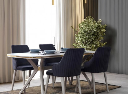 Modern 7-piece dining room set table with 6 chairs modern dining set sets