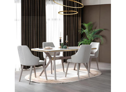 Complete dining set 7-piece. Modern dining room set table 6x chairs