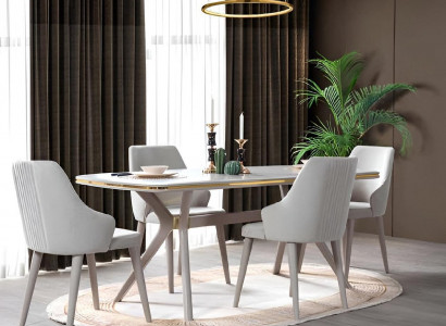 Complete dining set 7-piece. Modern dining room set table 6x chairs