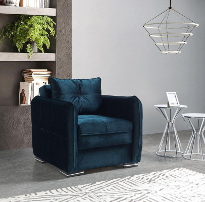 Design Seat Luxury Armchair Relax Textile Blue Color Armchair Club Lounge Modern