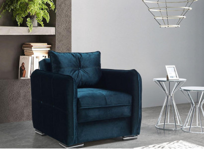 Design Seat Luxury Armchair Relax Textile Blue Color Armchair Club Lounge Modern