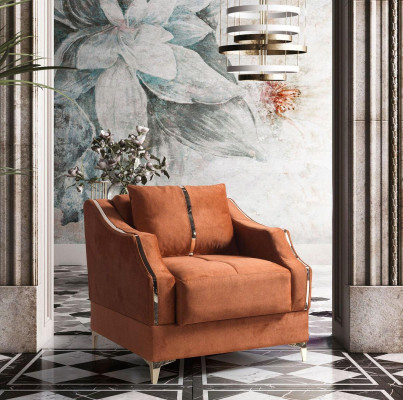 Design Seat Luxury Armchair Relax Textile with Stainless Steel Lounge Club Single Seater