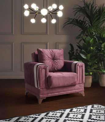 Design luxury armchair recliner textile pink lounge club modern
