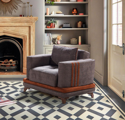 Design Sitter Luxury Armchair Relax Textile Gray Club Chair Modern Luxury