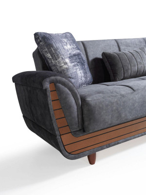 3+2+1+1 Sofa Set Wood Living Room Luxury Sofa Modern Fabric Complete Modern