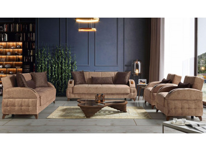 Designer sofa set 3+2+1+1 seater couch upholstery seat cushion brown set
