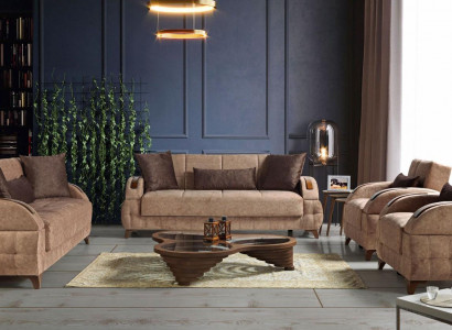Designer sofa set 3+2+1+1 seater couch upholstery seat cushion brown set
