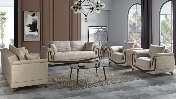 Sofa set 3+2+1+1 Wood Living Room Luxury Sofa Modern Fabric Completely New