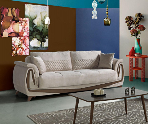 Sofa set 3+2+1+1 Wood Living Room Luxury Sofa Modern Fabric Completely New