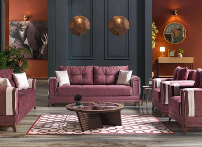 Designer sofa set 3+2+1+1 seater couch upholstery seat set pink relax