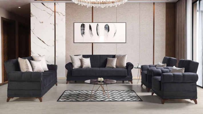 Sofa set 3+2+1+1 seater textile modern complete 2x armchair sofa 3-seater luxury
