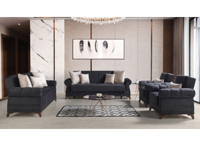 Sofa set 3+2+1+1 seater textile modern complete 2x armchair sofa 3-seater luxury