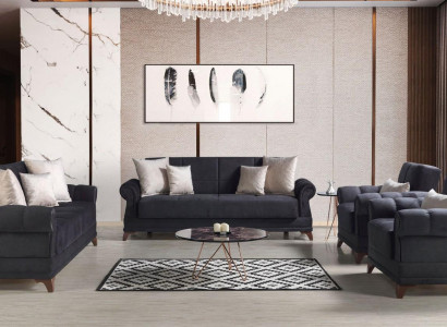 Sofa set 3+2+1+1 seater textile modern complete 2x armchair sofa 3-seater luxury