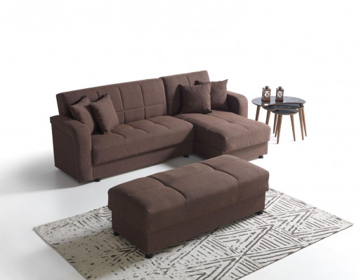 Luxury Living Room Set: Ottoman + L-Shaped Corner Sofa, Modern Set, Complete Relaxation.