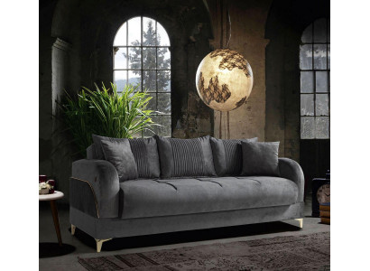 Gray three-seater couch cushion furniture sofas fabric sofas textile with cushions