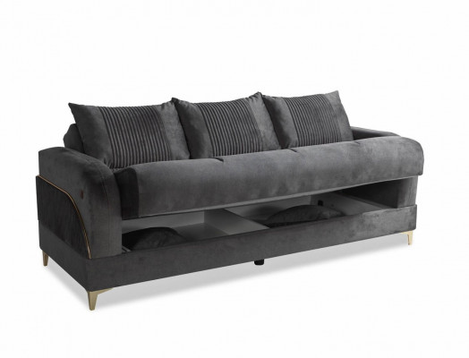 Gray three-seater couch cushion furniture sofas fabric sofas textile with cushions