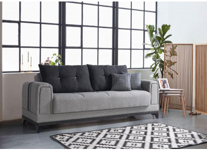 Living room luxury sofa, 3-seater relax sofas, modern gray relax 3-seater couches.