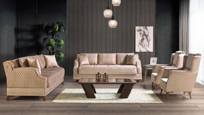 Sofa set 3+2+1+1 seater armchair set modern relax furniture beige luxury