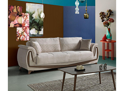 Luxury 3-Seater Sofa Living Room Furniture Elegant Sofa 230cm Textile Beige New