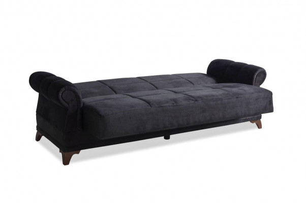 Luxury Sofa 3-Seater Textile Sofa Black Design Furniture 3-Seater Upholstery New Relax Set