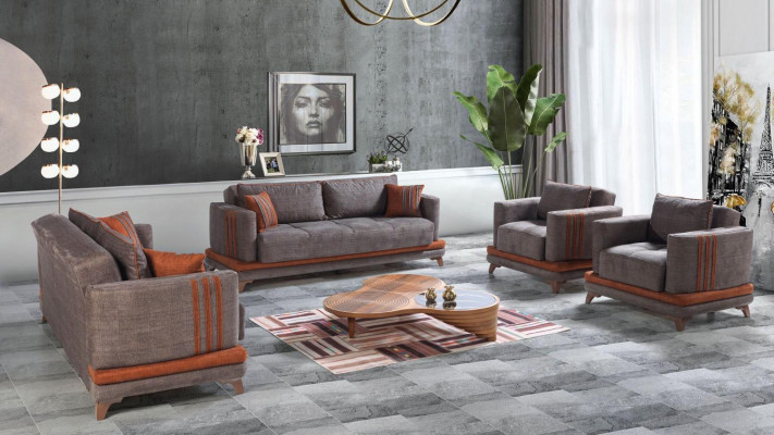 Modern living room design set sofa suite 3+2+1+1 gray living room furniture set