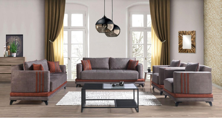 Modern living room design set sofa suite 3+2+1+1 gray living room furniture set