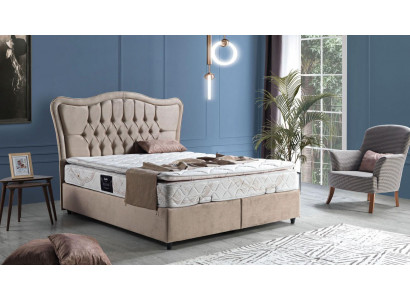 Bed Design Luxury Upholstered Bedroom Furniture Modern Beige 160x200