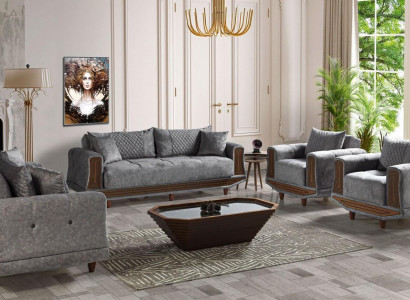 Sofa set 3+2+1+1 seater textile wood sofa 3-seater modern armchair complete set