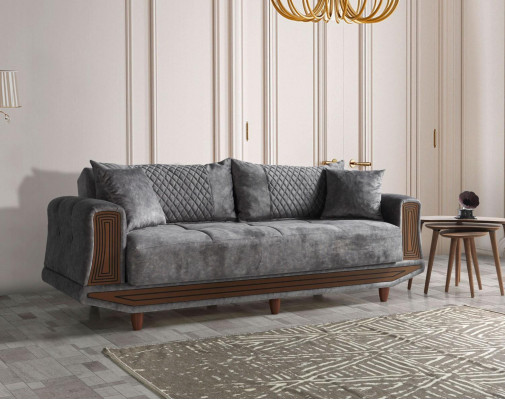 Sofa set 3+2+1+1 seater textile wood sofa 3-seater modern armchair complete set