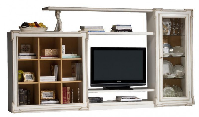Antique style TV wall unit television stand cabinet wall units RTV glass cabinet furniture