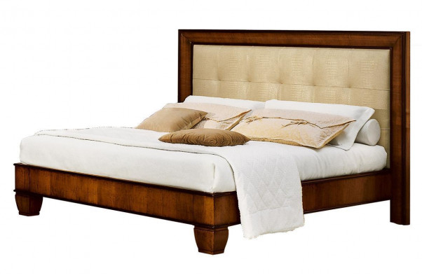 Bed Brown Bedroom Wooden Furniture Textile Design Classical Art Deco Style New