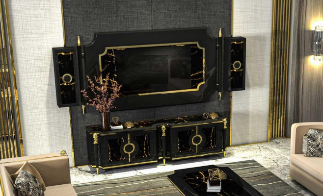 Classic wall unit Gothic style living room wall television panel RTV sideboard