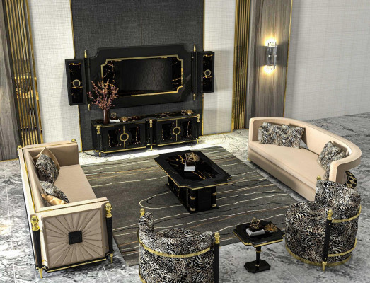 Classic sofa set 3+3 seater 2x armchair luxury furniture couch set
