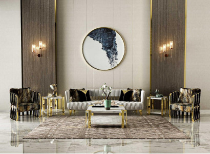 Exclusive stainless steel sofa set 3-seater sofa x2 armchairs elegant furniture designer couches