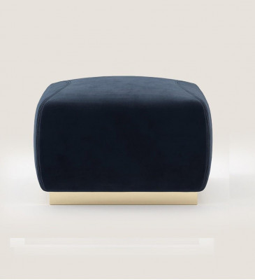 Designer luxury blue stool with stainless steel edge upholstery textile furniture new