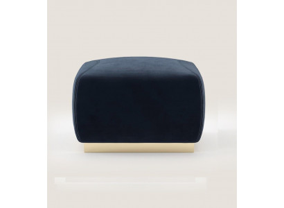 Designer luxury blue stool with stainless steel edge upholstery textile furniture new