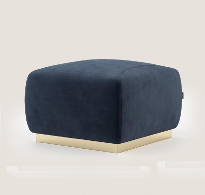 Designer luxury blue stool with stainless steel edge upholstery textile furniture new