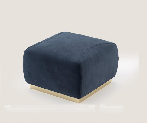 Designer luxury blue stool with stainless steel edge upholstery textile furniture new