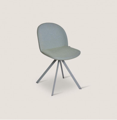 Gray Upholstered Dining Chair Designer Single-Seater with Stainless Steel Legs New