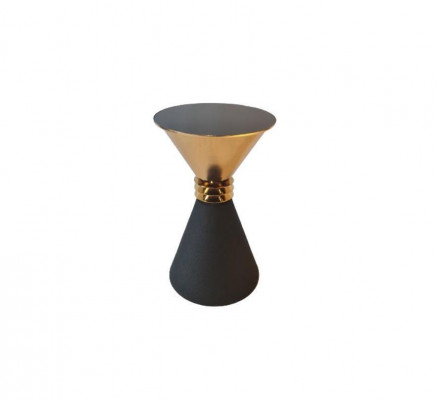 Designer round stainless steel side table with a modern luxury glass top