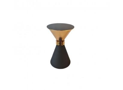 Designer round stainless steel side table with a modern luxury glass top