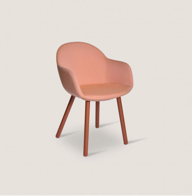 Bright Orange Upholstered Chair with Wooden Legs Designer Chairs Dining Room Furniture