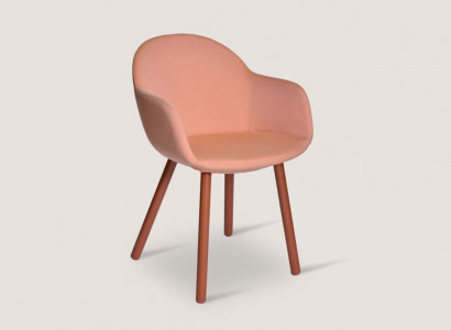 Bright Orange Upholstered Chair with Wooden Legs Designer Chairs Dining Room Furniture